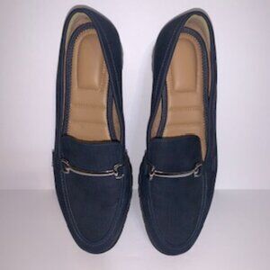 Womens Kelly and Katie Navy Flats with Silver Buckle Size 10 Casual Office Wear